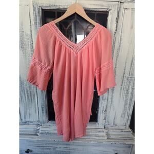 EUC Flying Tomato Boho Bohemian Peach Tunic - Small